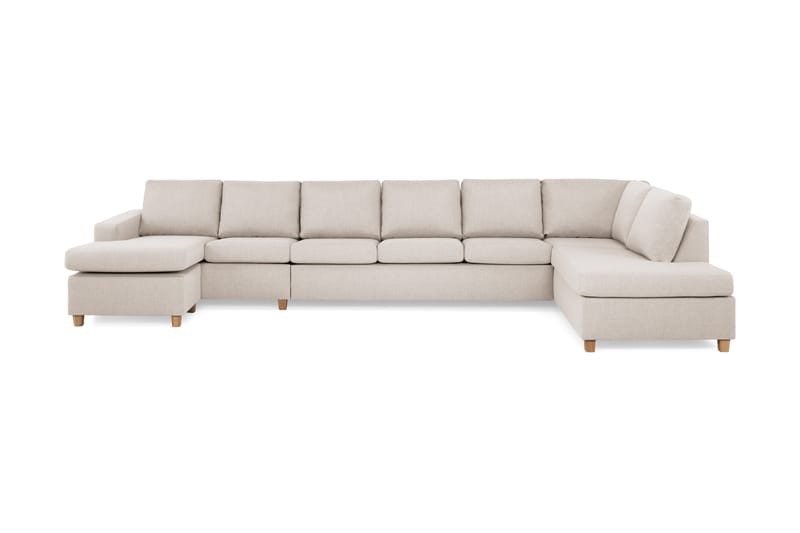 Crazy 6-seters Høyrevendt U-formet XX-Large Sofa med Divan og Sjeselong i Stoff, Beige