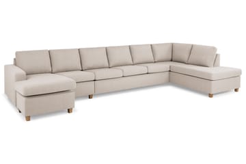 Crazy 6-seters Høyrevendt U-formet XX-Large Sofa med Divan og Sjeselong i Stoff - Beige - Møbler - Sofaer - U-sofa