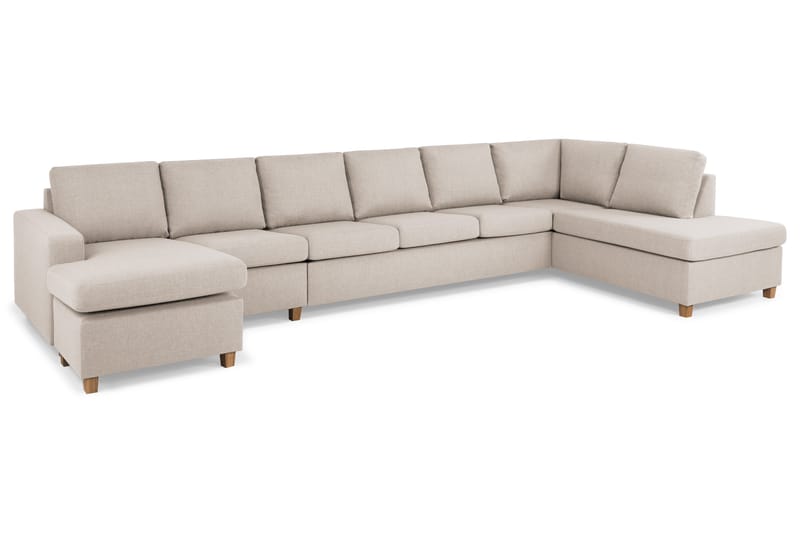 Crazy 6-seters Høyrevendt U-formet XX-Large Sofa med Divan og Sjeselong i Stoff - Beige - Møbler - Sofaer - U-sofa