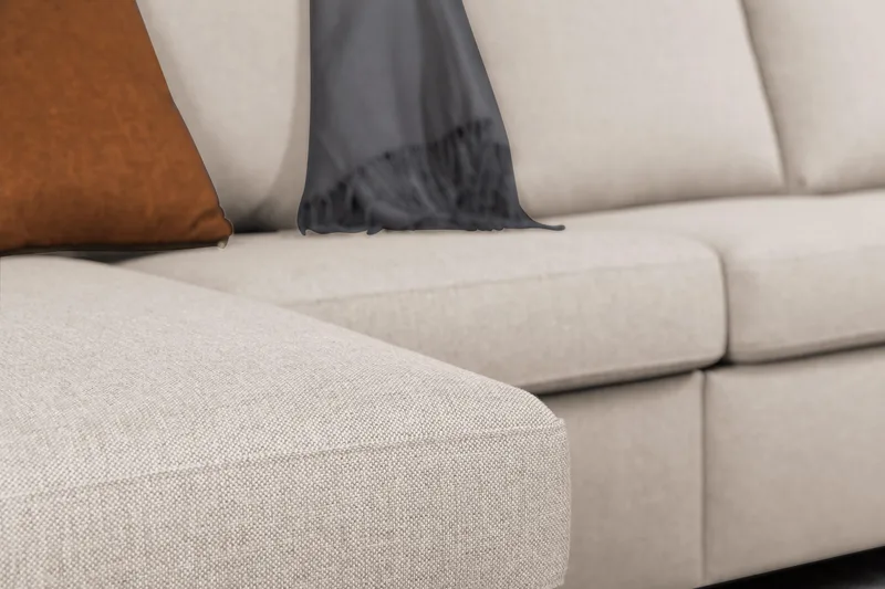 Crazy 6-seters Høyrevendt U-formet XX-Large Sofa med Divan og Sjeselong i Stoff - Beige - Møbler - Sofaer - U-sofa