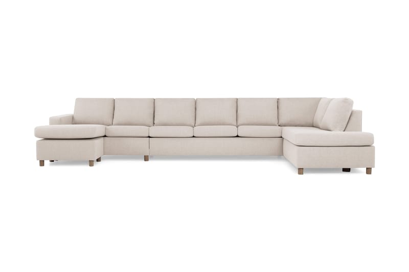 Crazy 6-seters Høyrevendt U-formet XX-Large Sofa med Divan og Sjeselong i Stoff, Beige