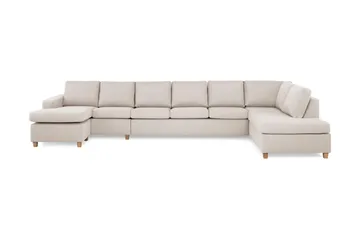 Crazy 6-seters Høyrevendt U-formet XX-Large Sofa med Divan og Sjeselong i Stoff - Beige - Møbler - Sofaer - U-sofa