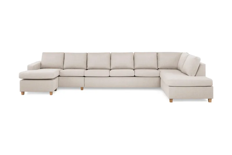 Crazy 6-seters Høyrevendt U-formet XX-Large Sofa med Divan og Sjeselong i Stoff - Beige - Møbler - Sofaer - U-sofa