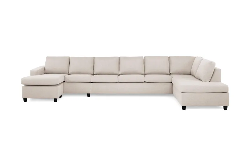 Crazy 6-seters Høyrevendt U-formet XX-Large Sofa med Divan og Sjeselong i Stoff, Beige