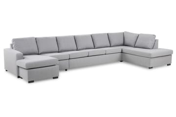 Crazy 6-seters Høyrevendt U-formet XX-Large Sofa med Divan og Sjeselong i Stoff - Grå - Møbler - Sofaer - U-sofa
