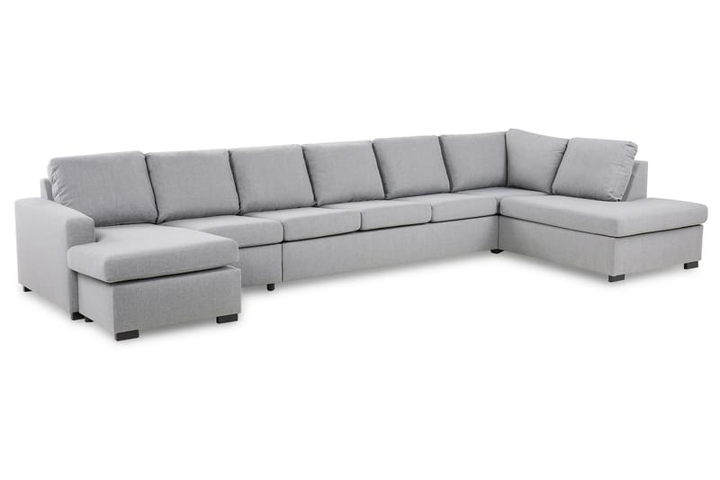 Crazy 6-seters Høyrevendt U-formet XX-Large Sofa med Divan og Sjeselong i Stoff - Grå - Møbler - Sofaer - U-sofa