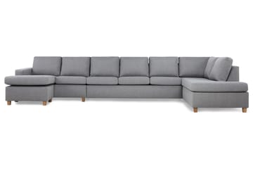 Crazy 6-seters Høyrevendt U-formet XX-Large Sofa med Divan og Sjeselong i Stoff - Grå - Møbler - Sofaer - U-sofa
