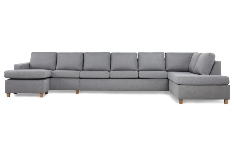 Crazy 6-seters Høyrevendt U-formet XX-Large Sofa med Divan og Sjeselong i Stoff - Grå - Møbler - Sofaer - U-sofa