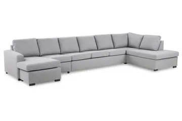 Crazy 6-seters Høyrevendt U-formet XX-Large Sofa med Divan og Sjeselong i Stoff - Grå - Møbler - Sofaer - U-sofa