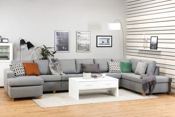 Crazy 6-seters Høyrevendt U-formet XX-Large Sofa med Divan og Sjeselong i Stoff - Grå - Møbler - Sofaer - U-sofa