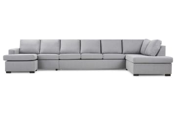Crazy 6-seters Høyrevendt U-formet XX-Large Sofa med Divan og Sjeselong i Stoff - Gr å - Møbler - Sofaer - U-sofa