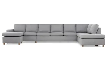 Crazy 6-seters Høyrevendt U-formet XX-Large Sofa med Divan og Sjeselong i Stoff - Grå - Møbler - Sofaer - U-sofa