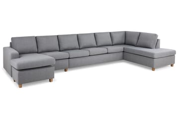 Crazy 6-seters Høyrevendt U-formet XX-Large Sofa med Divan og Sjeselong i Stoff - Grå - Møbler - Sofaer - U-sofa