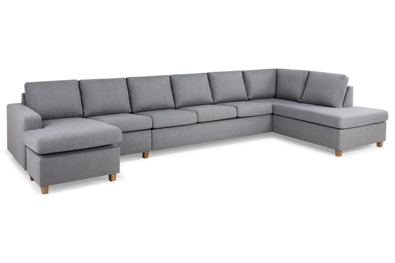 Crazy 6-seters Høyrevendt U-formet XX-Large Sofa med Divan og Sjeselong i Stoff - Grå - Møbler - Sofaer - U-sofa