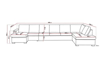 Crazy 6-seters Høyrevendt U-formet XX-Large Sofa med Divan og Sjeselong i Stoff - Grå - Møbler - Sofaer - U-sofa