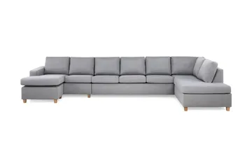 Crazy 6-seters Høyrevendt U-formet XX-Large Sofa med Divan og Sjeselong i Stoff - Grå - Møbler - Sofaer - U-sofa