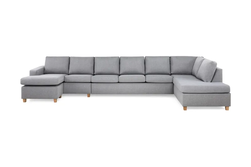 Crazy 6-seters Høyrevendt U-formet XX-Large Sofa med Divan og Sjeselong i Stoff - Grå - Møbler - Sofaer - U-sofa
