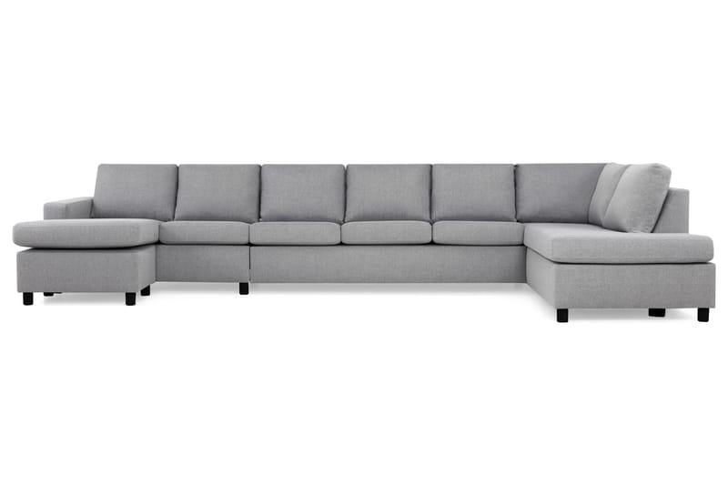 Crazy 6-seters Høyrevendt U-formet XX-Large Sofa med Divan og Sjeselong i Stoff - Grå - Møbler - Sofaer - U-sofa