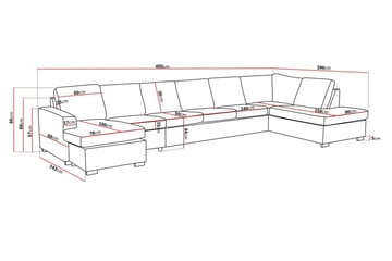 Crazy 6-seters Høyrevendt U-formet XX-Large Sofa med Divan og Sjeselong i Stoff - Grå - Møbler - Sofaer - U-sofa