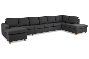 Crazy 6-seters Høyrevendt U-formet XX-Large Sofa med Divan og Sjeselong i Stoff - Mørk grå - Møbler - Sofaer - U-sofa