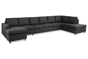 Crazy 6-seters Høyrevendt U-formet XX-Large Sofa med Divan og Sjeselong i Stoff - Mørk grå - Møbler - Sofaer - U-sofa