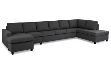 Crazy 6-seters Høyrevendt U-formet XX-Large Sofa med Divan og Sjeselong i Stoff - Mørk grå - Møbler - Sofaer - U-sofa