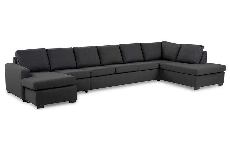 Crazy 6-seters Høyrevendt U-formet XX-Large Sofa med Divan og Sjeselong i Stoff - Mørk grå - Møbler - Sofaer - U-sofa