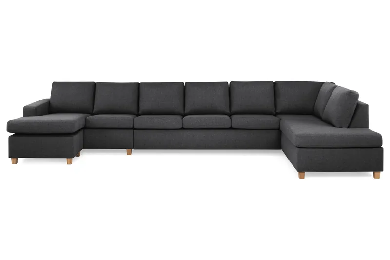 Crazy 6-seters Høyrevendt U-formet XX-Large Sofa med Divan og Sjeselong i Stoff - Mørk grå - Møbler - Sofaer - U-sofa