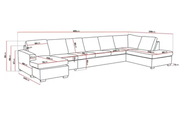Crazy 6-seters Høyrevendt U-formet XX-Large Sofa med Divan og Sjeselong i Stoff - Mørk grå - Møbler - Sofaer - U-sofa