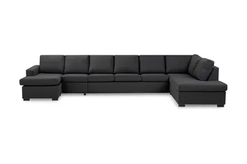 Crazy 6-seters Høyrevendt U-formet XX-Large Sofa med Divan og Sjeselong i Stoff - Mørk grå - Møbler - Sofaer - U-sofa