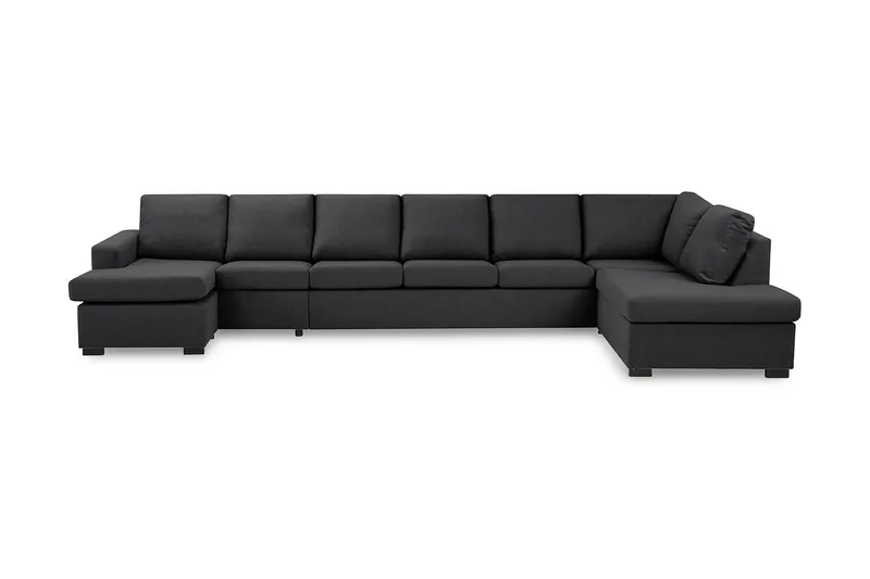 Crazy 6-seters Høyrevendt U-formet XX-Large Sofa med Divan og Sjeselong i Stoff, Mørk grå