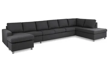 Crazy 6-seters Høyrevendt U-formet XX-Large Sofa med Divan og Sjeselong i Stoff - Mørk grå - Møbler - Sofaer - U-sofa