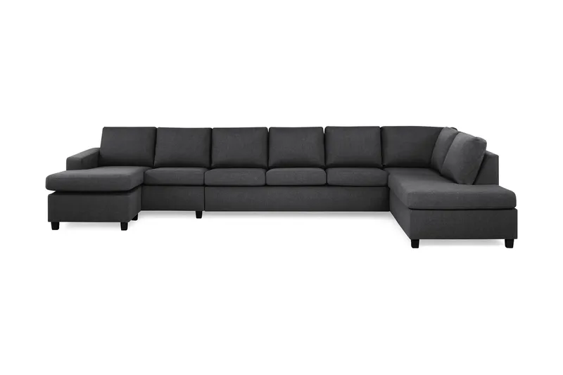 Crazy 6-seters Høyrevendt U-formet XX-Large Sofa med Divan og Sjeselong i Stoff, Mørk grå