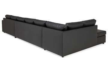 Crazy 6-seters Venstrevendt U-formet XX-Large Sofa med Divan og Sjeselong i Kunstlær - Svart - Møbler - Sofaer - U-sofa