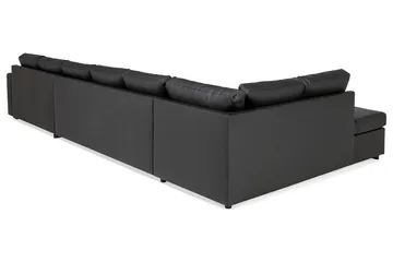 Crazy 6-seters Venstrevendt U-formet XX-Large Sofa med Divan og Sjeselong i Kunstlær - Svart - Møbler - Sofaer - Skinnsofaer