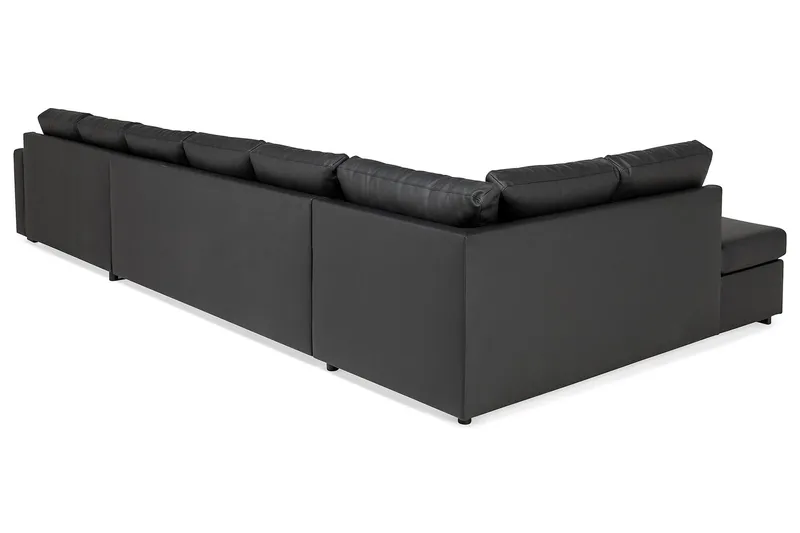 Crazy 6-seters Venstrevendt U-formet XX-Large Sofa med Divan og Sjeselong i Kunstlær - Svart - Møbler - Sofaer - Skinnsofaer