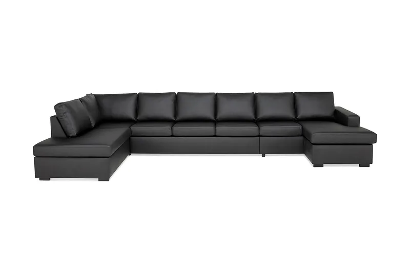 Crazy 6-seters Venstrevendt U-formet XX-Large Sofa med Divan og Sjeselong i Kunstlær - Svart - Møbler - Sofaer - Skinnsofaer