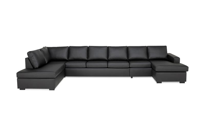 Crazy 6-seters Venstrevendt U-formet XX-Large Sofa med Divan og Sjeselong i Kunstlær, Svart