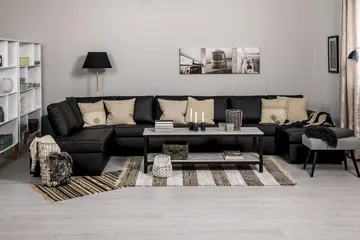 Crazy 6-seters Venstrevendt U-formet XX-Large Sofa med Divan og Sjeselong i Kunstlær - Svart - Møbler - Sofaer - Skinnsofaer