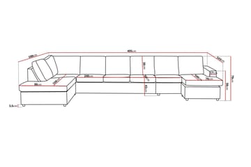 Crazy 6-seters Venstrevendt U-formet XX-Large Sofa med Divan og Sjeselong i Stoff - Antrasitt - Møbler - Sofaer - U-sofa