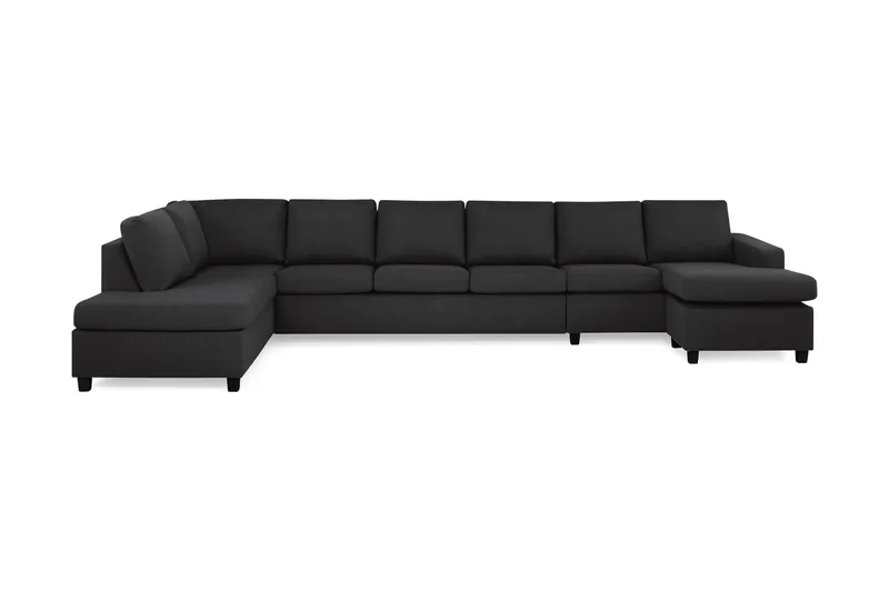 Crazy 6-seters Venstrevendt U-formet XX-Large Sofa med Divan og Sjeselong i Stoff - Antrasitt - Møbler - Sofaer - U-sofa