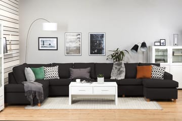Crazy 6-seters Venstrevendt U-formet XX-Large Sofa med Divan og Sjeselong i Stoff - Antrasitt - Møbler - Sofaer - U-sofa