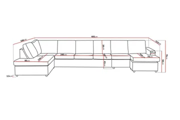 Crazy 6-seters Venstrevendt U-formet XX-Large Sofa med Divan og Sjeselong i Stoff - Antrasitt - Møbler - Sofaer - U-sofa