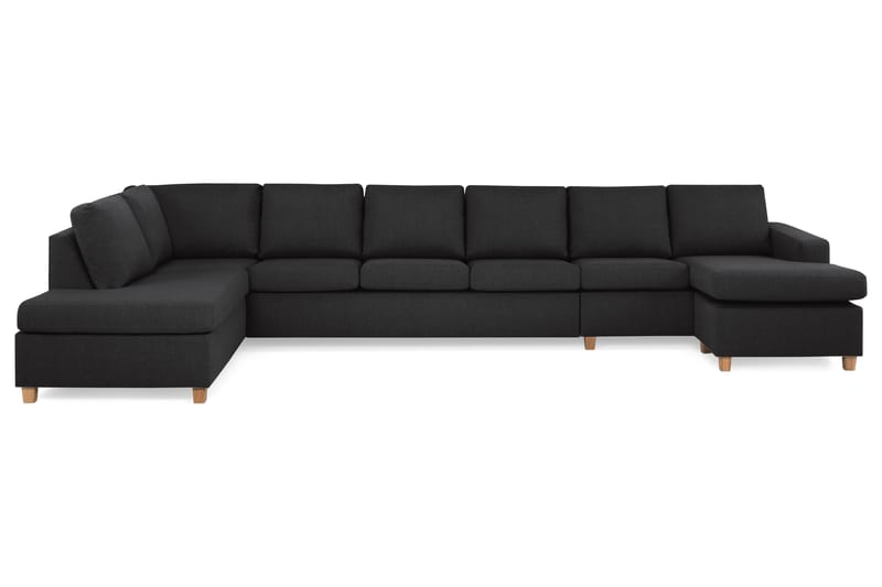 Crazy 6-seters Venstrevendt U-formet XX-Large Sofa med Divan og Sjeselong i Stoff, Antrasitt