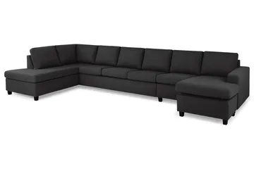 Crazy 6-seters Venstrevendt U-formet XX-Large Sofa med Divan og Sjeselong i Stoff - Antrasitt - Møbler - Sofaer - U-sofa
