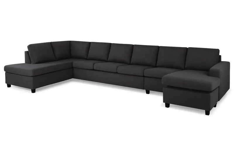 Crazy 6-seters Venstrevendt U-formet XX-Large Sofa med Divan og Sjeselong i Stoff - Antrasitt - Møbler - Sofaer - U-sofa