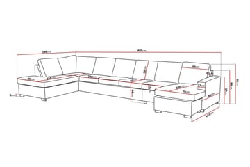 Crazy 6-seters Venstrevendt U-formet XX-Large Sofa med Divan og Sjeselong i Stoff - Beige - Møbler - Sofaer - U-sofa
