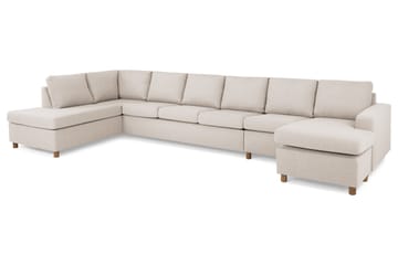 Crazy 6-seters Venstrevendt U-formet XX-Large Sofa med Divan og Sjeselong i Stoff - Beige - Møbler - Sofaer - U-sofa