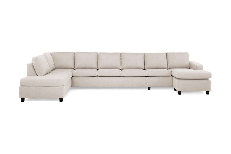 Crazy 6-seters Venstrevendt U-formet XX-Large Sofa med Divan og Sjeselong i Stoff - Beige - Møbler - Sofaer - U-sofa