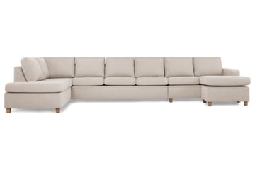 Crazy 6-seters Venstrevendt U-formet XX-Large Sofa med Divan og Sjeselong i Stoff - Beige - Møbler - Sofaer - U-sofa